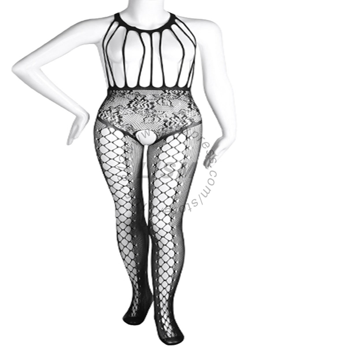 Bodystocking Fishnet - LISM Body Sexy con Scollo all'americana